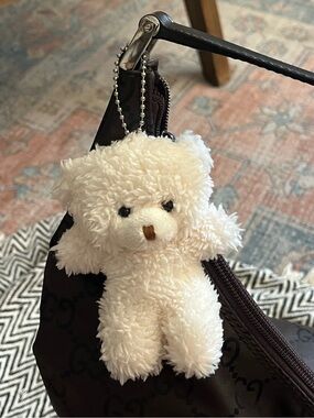 🧸NEW Teddy Bear Bag Charm Plush Cream Off White